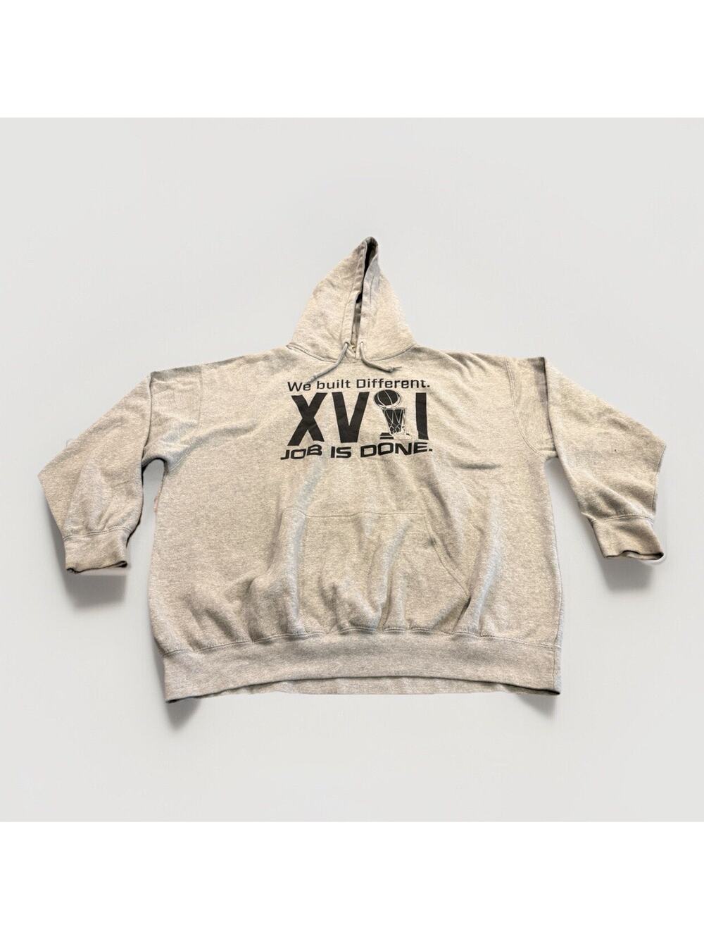 Kobe Bryant Mens Gray We Built Different XVII Job Is Done Pullover Hoodie 3XL